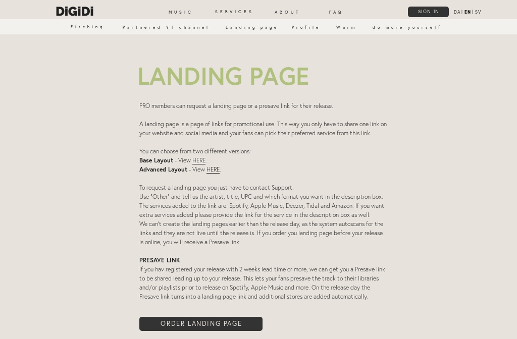 Services Landing Page