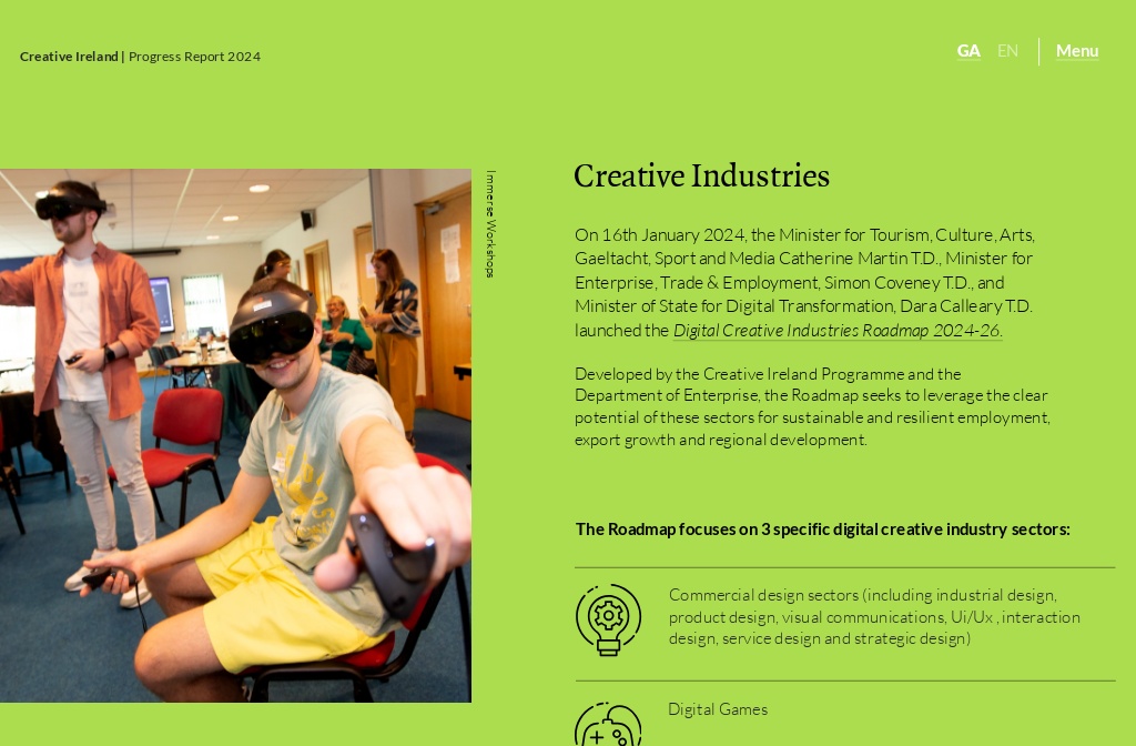 Creative Ireland Progress Report 2024 ENGLISH — Creative Industries