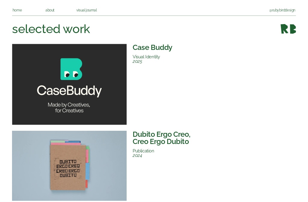 Ruby Bird Portfolio — selected work