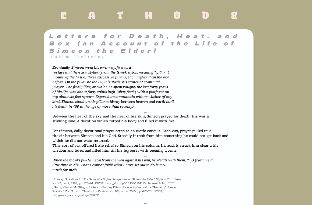 Cathode — Nahom - Letters