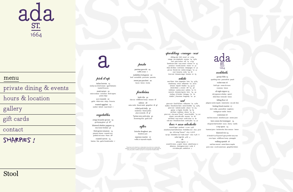 Ada Street — menu