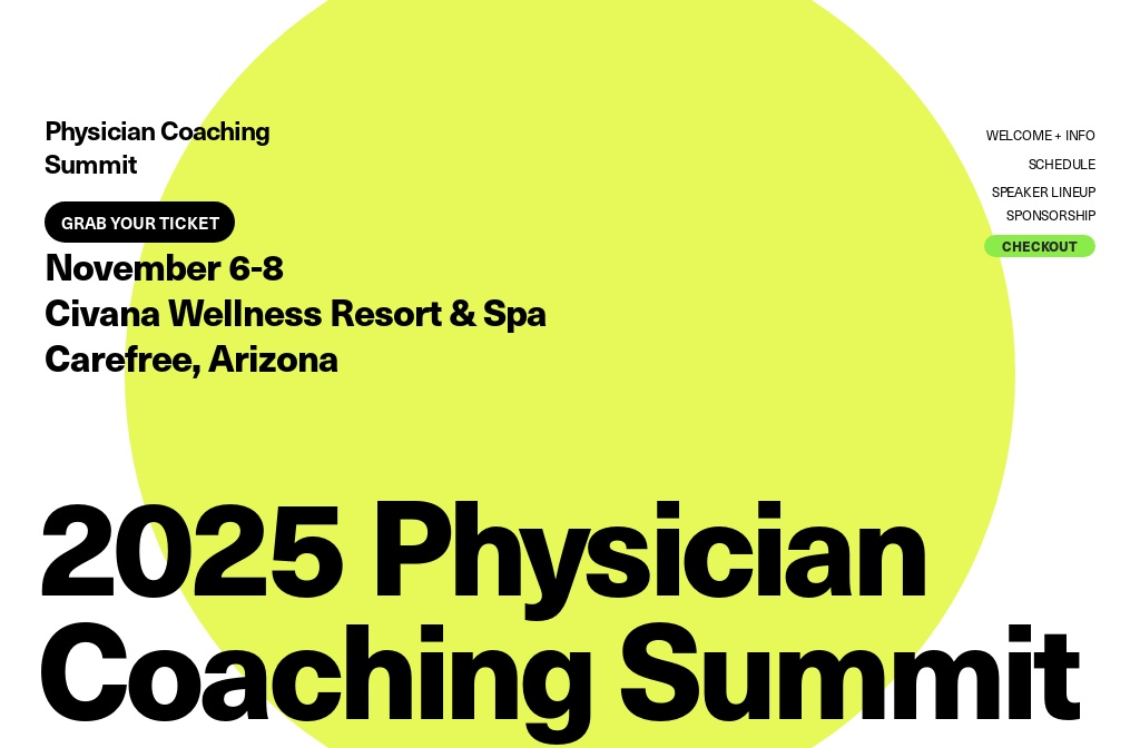 Physician Coaching Summit | Nov 6-8, 2025 - Carefree